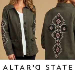 NWT Altar'd State embroidered boho, utility jacket